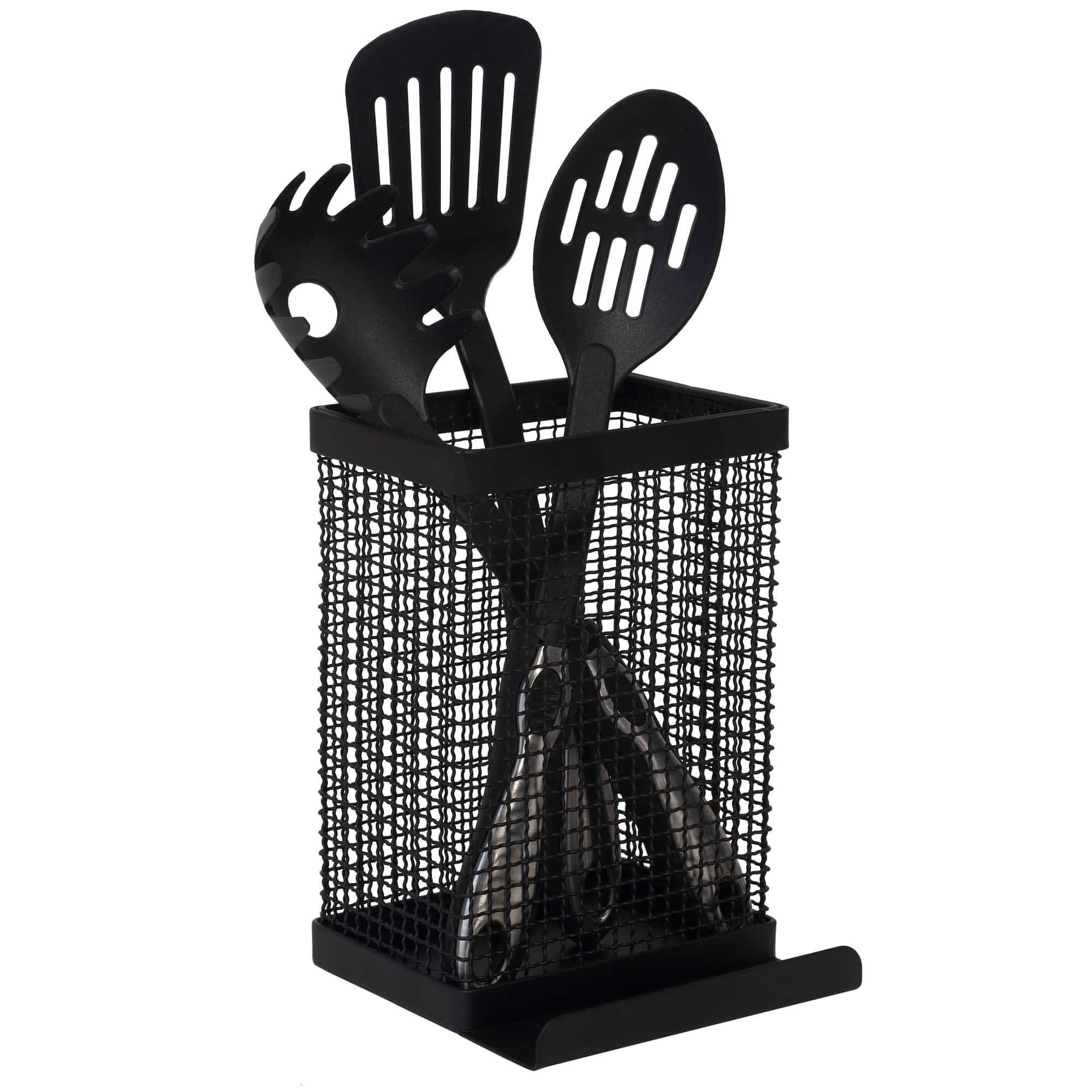 Kitchen Details Industrial Collection Matte Black Tablet and Utensil Holder